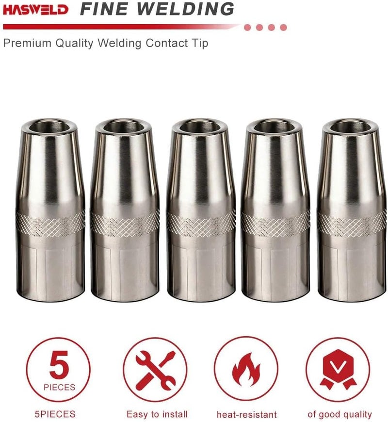 Hasweld 5-PK MIG Gun Nozzle KP2742-1-50F 1/2 fits Lincoln Magnum PRO 250L 300L 250A / 350A guns part - Image 2